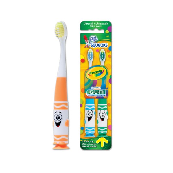 Gum Sunstar Crayola P-Squeaks Cepillo Dental Con 2 Piezas