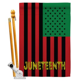 Americana Home & Garden Juneteenth American Support Awareness Afro United State Black Lives Matter Decoration Banner Small Garden Yard Gift, House Flag Set 28"x 40" w/Flagpole, Made in USA 28 X 40