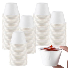 300 Pack Disposable Souffle Cups, Made From Bagasse Fiber, Perfect For Dips, Food Sample, Jams, Honey, Sauces, Nuts