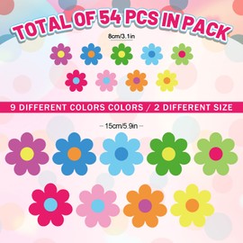 Whaline 54Pcs Flower Cut-Outs Back to School Floral Bulletin Board Decor, 2 Sizes Colorful Paper Flowers Cutouts Cute Summer Classroom Decor for Kids DIY Craft School Projects, 5.9in and 3.1in