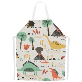 FenFang Children's Apron Boys Girls Apron for Children Painting with Pockets Dinosaur Cooking Apron Painting Apron Art Apron Kitchen Apron Work Apron Cooking Baking Garden 3-10 Years, beige