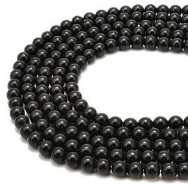 PLTbeads 2.0mm Large Hole Black Onyx Smooth Round 6mm Crystal Energy Stone Healing Power Natural Gemstone Loose Beads for Jewelry Making