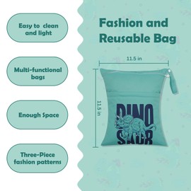 ALVABABY Wet Dry Bags Waterproof 3pcs Two Pockets Travel Storage Bags Cosmetic Bags Handbags Wash Bags Beach Pool Daycare Soiled Baby for Swimsuits or Wet Clothes 3L-ZM24-CA