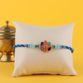 Premium Floral Diamond Rakhi for Brother Thread for Men/Boy Raksha Bandhan Rakhi Rakshabandhan Raki Rakhee Bracelet - 169