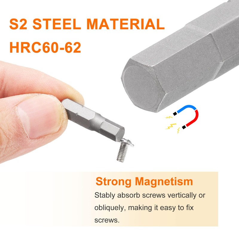 sourcing map 10pcs H6.0 Hex Screwdriver Bit 1/4" Hex Shank