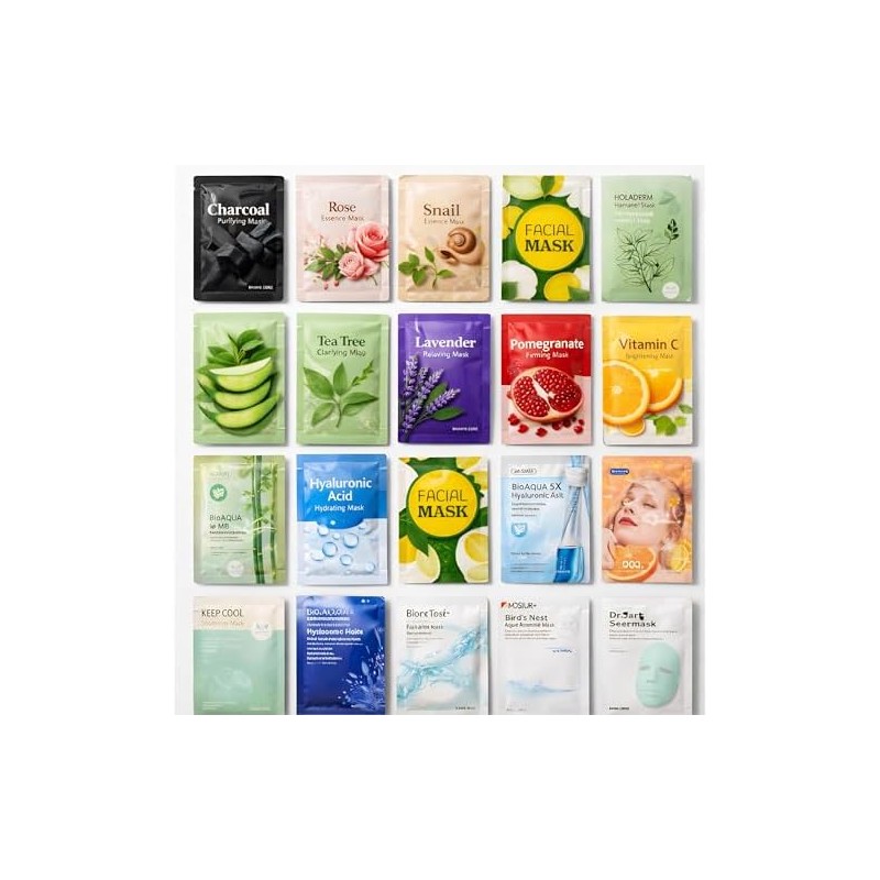 Pack de 20 Piezas Mascarillas Hidratantes con Extractos Naturales –