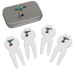 Azeeda 'Electric Power Drill' Golf Divot Tool/Repair Fork Gift Set (GO00060911)