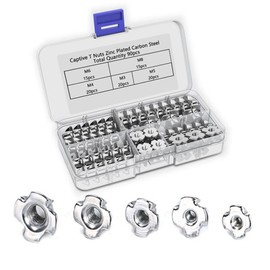 T-Nut Nail Nuts with 90 Pcs Storage Case M3 / M4 / M5 / M6 / M8 Nail Nut Four Prong Nut Nail Nut Tee Nut Rivet Nut Zinc Plated Carbon Steel Heat Resistant Corrosion Resistant Suitable for High Hardness Table Legs, Rock Climbing, Walls, Woodwork, Wood Cab