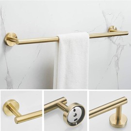 WEIKO Gold Bathroom Hardware, Towel Holder Set Includes 24 Inch Towel Bar Toilet Paper Holder Towel Ring Robe Hook 4 Pieces Wall Mounted Towel Rack Bath Accessories