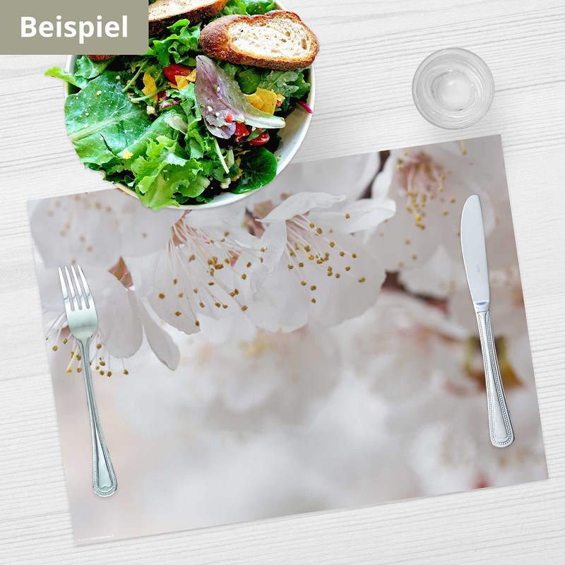 Place Mat - White Flowers - 12 Pieces Made in