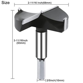 NICAVKIT 2-11/16 Inch Carbide Forstner Drill Bit, Carbide Tipped Forstner Bit for Hard Wood, Wood Drilling Bit Woodworking Hinge Cutter Tool Kits for Wood Plywood Plastic