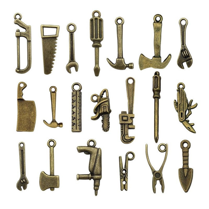 Loutas bowdee 100 Pcs Bronze Color Tool Miniature Figurines Mini