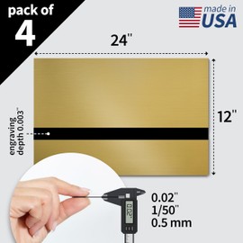 Trotec | Thin Acrylic Sheet | 24”x12”x1/50”, 4 Pcs | 2 Ply | Gold/Black | Matte, Gloss & Brushed Metal Finish | Acrylic Panels for Laser Engraving, Trophy Plates, Interior Signs & Badges