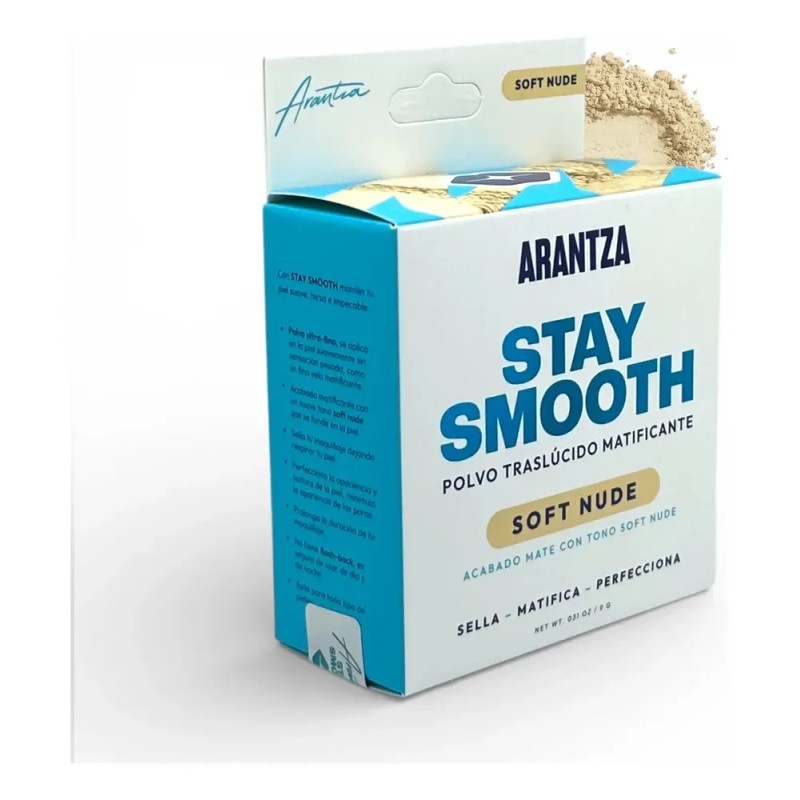Polvo Fijador Traslucido Arantza Cosmetics Stay Smooth Tono Soft nude