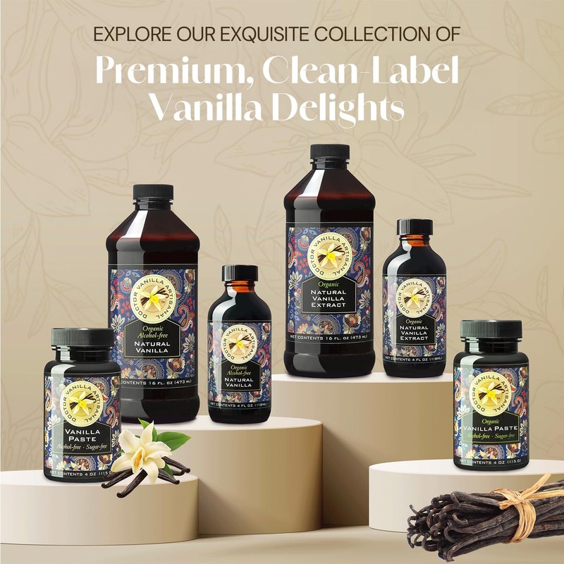 Organic Alcohol-Free Natural Vanilla, For Baking, Sweet Drinks And More,