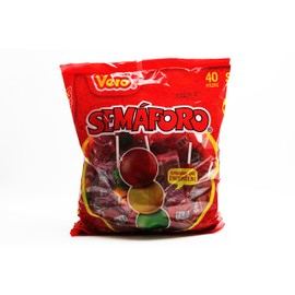 VERO - VERO SEMAFORO PALETA 40 ct, piruletas con sabor a frutas, caramelo mexicano