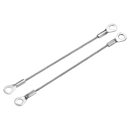 TOP-VIGOR 4Pcs Stainless Steel Lanyard Cable, 2mm x 10cm Eyelets Ended Security Wire Rope Cable Loop Rings for Doors, Curtains, Hanging Lamps