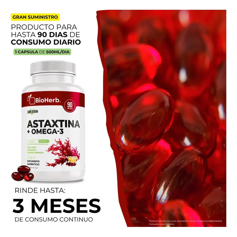 BioHerb Astaxantina 12mg Omega 3 EPA y DHA Fórmula Premium
