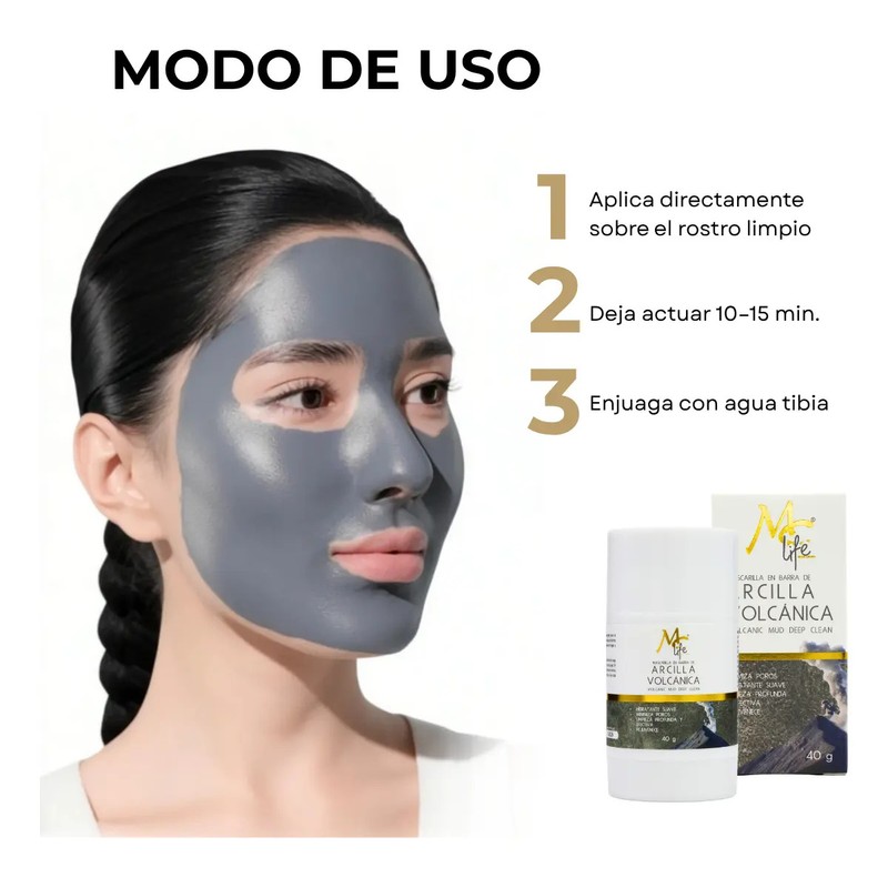Mascarilla En Barra Arcilla Volcánica 40g, Limpieza. Mc Life Tipo