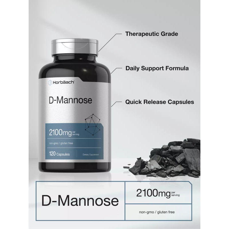 Horbäach D Mannose Capsules | 2100 mg | 120 Count