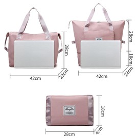 Large Capacity Folding Travel Bag, Expandable Travel Duffel Bag with Wet Pocket & Shoes Compartment, Large Weekend Overnight Bag for Women Carry On Gym Tote Bag (Black)