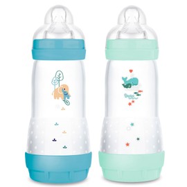 MAM Anti-Colic Baby Bottles 320 ml, Pack of 2 Unisex, Teat Size 2 (4 Months+)