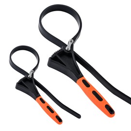 Rubber Strap Wrench Set, 2-Piece Heavy Duty Adjustable Rubber Belt Wrench for Oil Filter, Plumbing, Pipe, Jar Opener, Shower Head Removal (4" & 6")