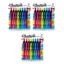 Sharpie 28101 Accent Retractable Highlighters, Chisel Tip, Assorted Colors, Pack of 2, 16-Count