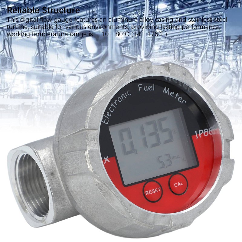 1 Inch Flow Meter LCD Display Digital Turbine Flow Gauge