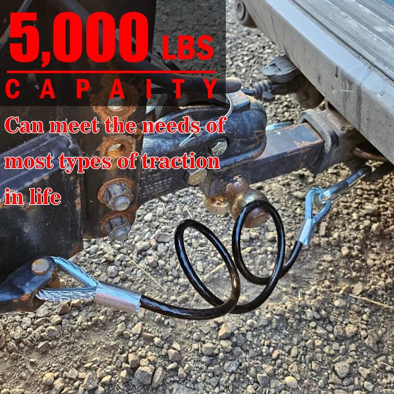 VIVBOO 66" Trailer Safety Cables with Hooks Tow Straps 2-Pack