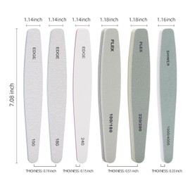 BTYMS 12 Pcs Nail Files and Buffers for Acrylic Nails and Natural Nails, 150,180, 240, 100/180,220/280, 1000/4000 Grits