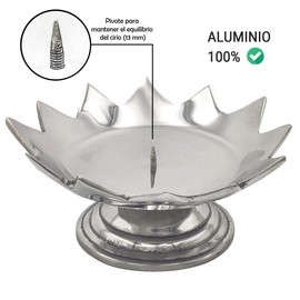 Eucaris - Porta Vela Grande de Aluminio con Linda Forma de Flor Ideal como Base para Cirio Pascual