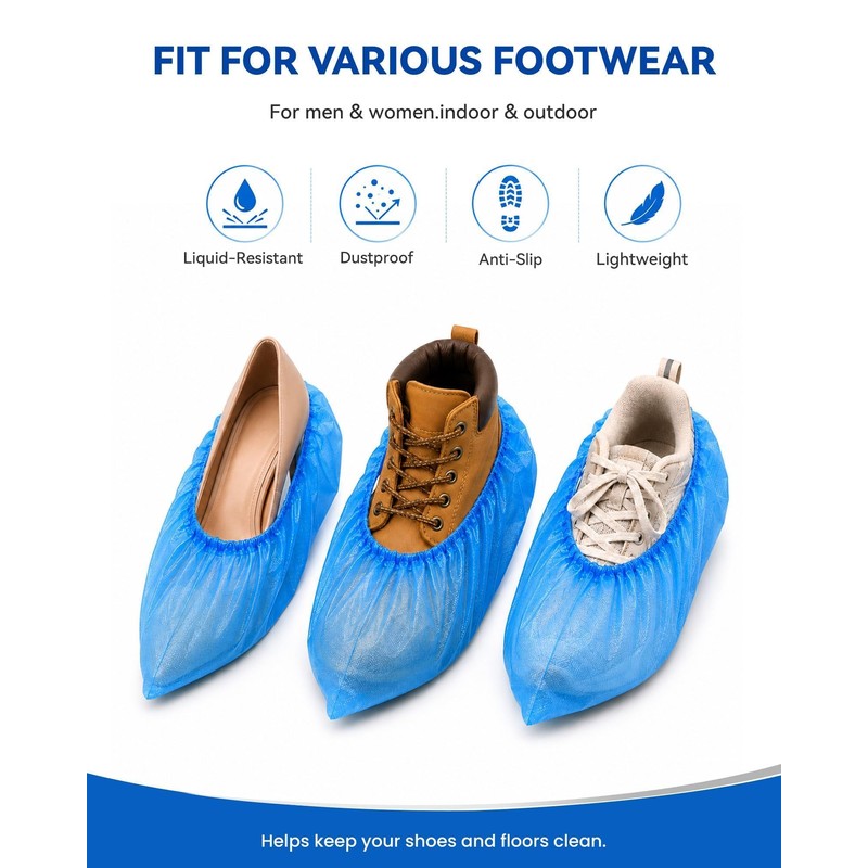 1000 Pack Shoe Covers Disposable, X-Large CPE Waterproof Boot Booties