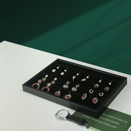 Coward 2pcs Earrings Organizer Tray,Carbon Fibre Earring Display Tray Case, Black Jewelry Storage Tray,Jewelry Display Holder for Home Use and Store Selling Show