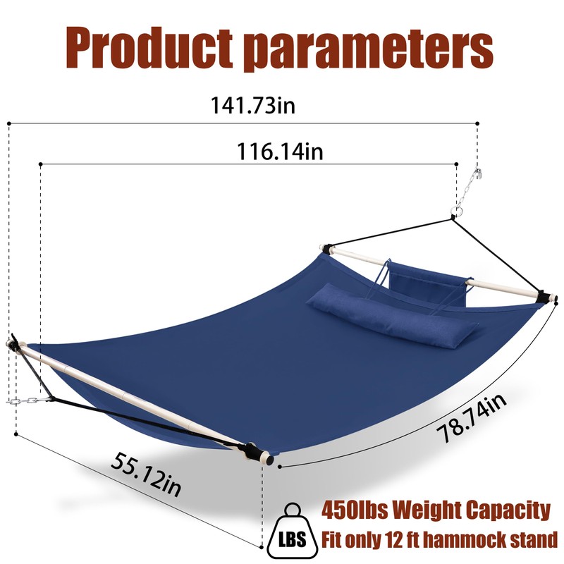TegerDeger Anti-flip 12FT Hammock Large Hammock 450LB Capacity with Iron
