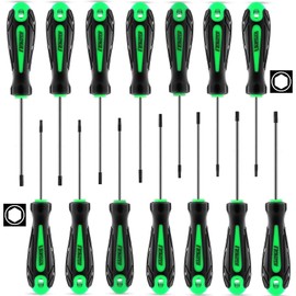 LOZAGU 14pcs Mini Hex Screwdriver Set, Metric(0.9mm-3mm) SAE(0.035"-1/8) Hex Allen Wrench Screwdriver Set, Perfect for RC Cars, Quadcopters and Helicopter Car Models (Green)