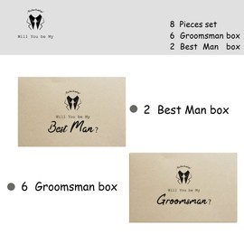 LADY&HOME Groomsmen Box 8 Packs, Groomsmen Gift Box, Best Man and Groomsmen Proposal Box Set for Barchelor Party, 6 Will You Be My Groomsman and 2 Best Man(Brown-Squiggle)