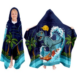 JOPJOLIW Dinosaur Bath Towel for Kids, Kids Hooded Bath Towel 30"x50", Dinosaur Towels for Boys Girls, Toddler Towels with Hood, Hooded Beach Towel Poncho Pool Beach Swim