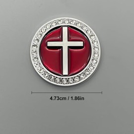 Metal Bling Car Cross Jesus Emblem with Rhinestones | 3D Christian Religious Vehicle Badge Stickers for Car Truck SUV Rear Tailgate Decoration