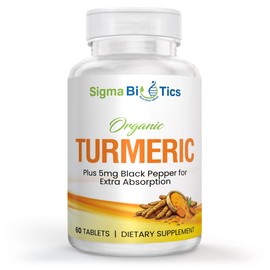 SigmaBiotics Organic Turmeric Supplement - Joint & Immune Health Support Supplements - 700 mg Organic Turmeric with Black Pepper for Easy Absorption - Non-GMO & Organic Formula - 90 Tablets