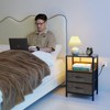 Yoobure Nightstand with Charging Station, LED Night Stand with Fabric