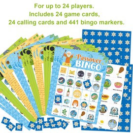 Passover Bingo Game for Kids Adults 24 Players Passover Pesach Party Games Family Activities Decorations Favors Supplies