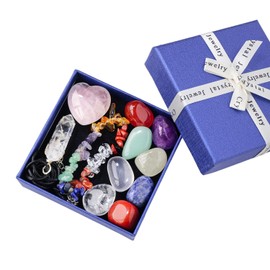 Healing Crystals Set Gemstones Gifts Beginners Chakra Stones Spiritual for Women Raw Gem Protection Real Box Necklaces Bracelet Amethyst Rose Quartz Pendant Carnelian Citrine Birthday Pack