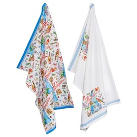 Boston International Tea Towels Rosanne Beck State Collection Set of 2 Soft & Absorbent Reusable Cotton Dish Cloths, 28" x 18", New Hampshire