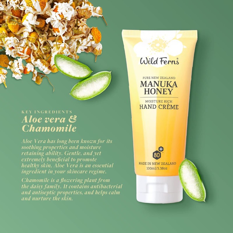 Wild Ferns Manuka Honey Moisture Rich Hand Crème, 99% Natural,