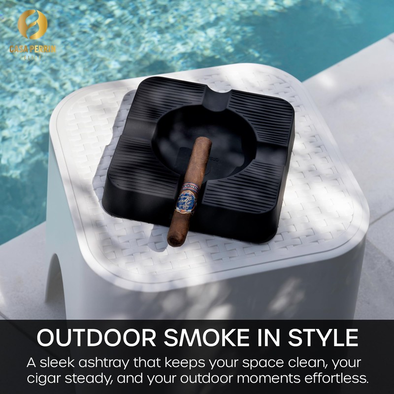 Outdoor Cigar Ashtray, Unbreakable Silicone Ashtray for Outside Patio, Pool,