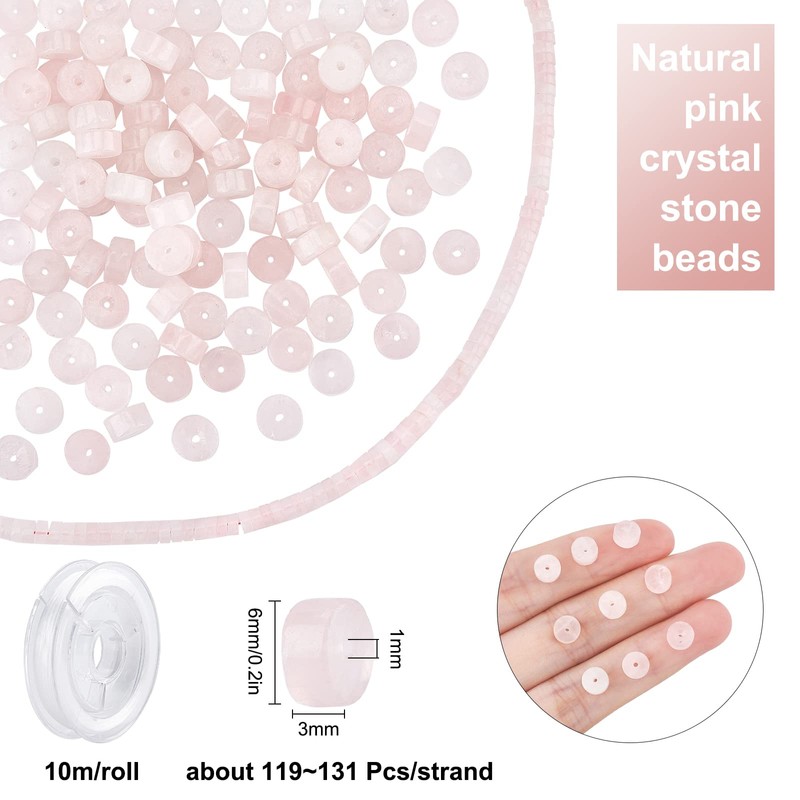 SUNNYCLUE 1 Box Natural Rose Quartz Discs Loose Flat Semi-Precious