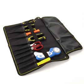 AIBAOBAO Tool Roll Bag, 10 Pockets Tool Bags, Multi-Purpose Tool Roll Up Bag, Tool Wrap Roll Organisers, Portable Tool Pouch, Screwdriver Spanner Roll Tools Storage, Black Tool Gifts for Men Dad