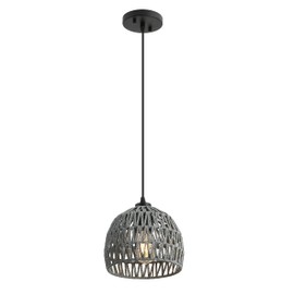 JONATHAN Y JYL6512D Campana 8.25" 1-Light Bohemian Modern Woven Rope/Iron LED Pendant Farmhouse, Coastal, Transitional, Kitchen, Living Room, Hallway, Bedroom, Dining Room, Gray