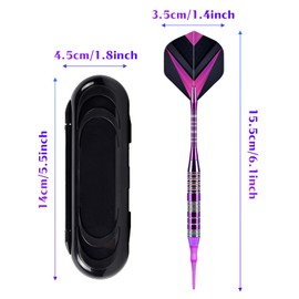 Kioiner 3 Pcs Soft Tip Darts Set, 21 Gram Professional Darts with Premium Aluminum Shafts and Extra Shaft Flights Extra Dart Tips Anti-Loose Rubber O-Rings for Electronic Dartboard